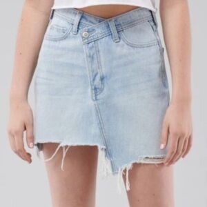 Hollister ultra high rise crossover denim mini skirt